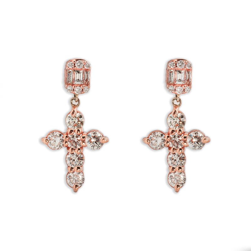 Copy of Cross Earrings with Baguettes