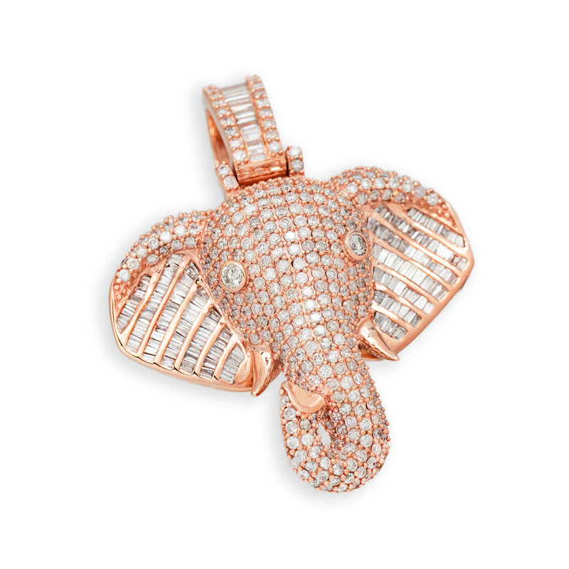Elephant Pendant With Baguette Diamonds