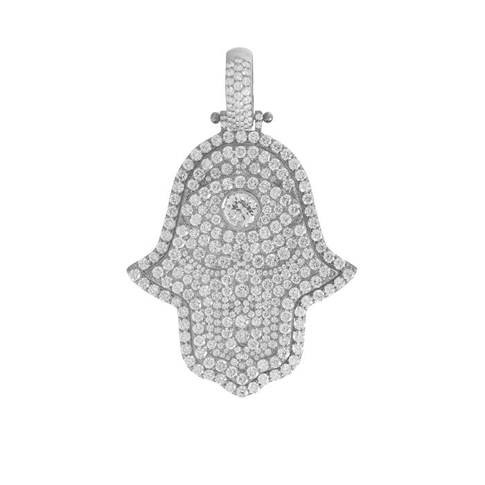 Mens diamond hot sale hamsa pendant