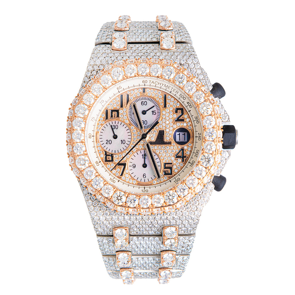 Audemars Piguet Royal Oak Fully Iced Out Tone – Haimov Jewelers