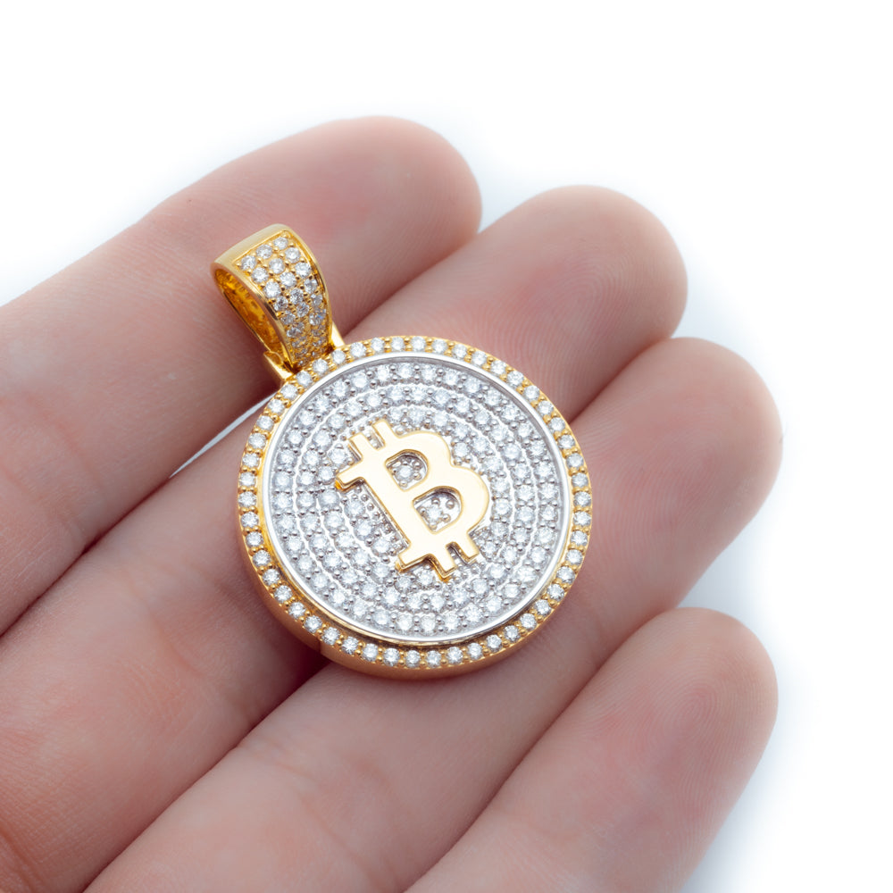 Diamond Bitcoin Necklace - Micro Bitcoin Piece - IF & Co.