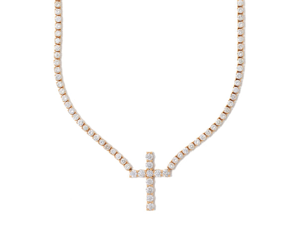 Tennis Chain With Cross