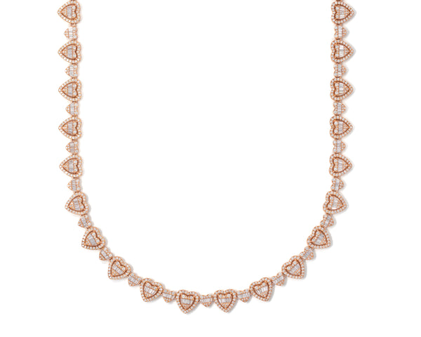 Heart Neckless With Diamonds And Baguettes