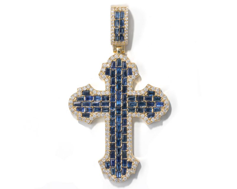 Cross With Diamonds And Sapphires