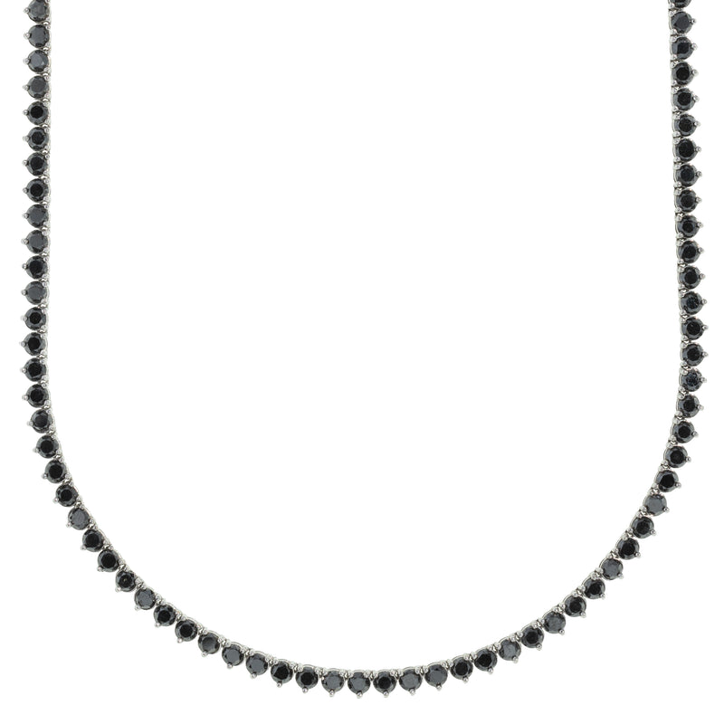 White Gold Tennis Chain With Black Diamond's