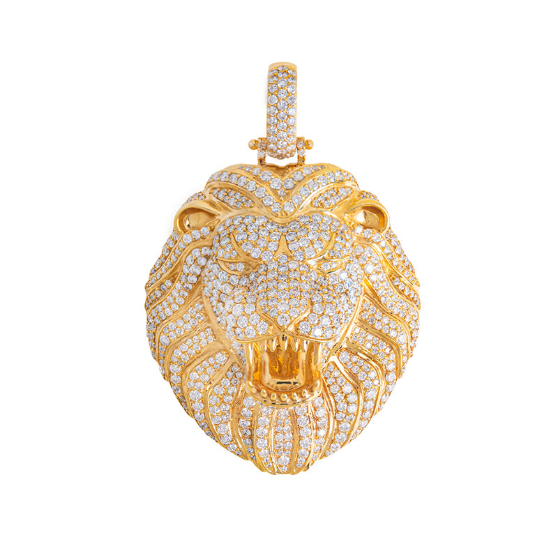 Large Lion Head Pendant With Diamonds