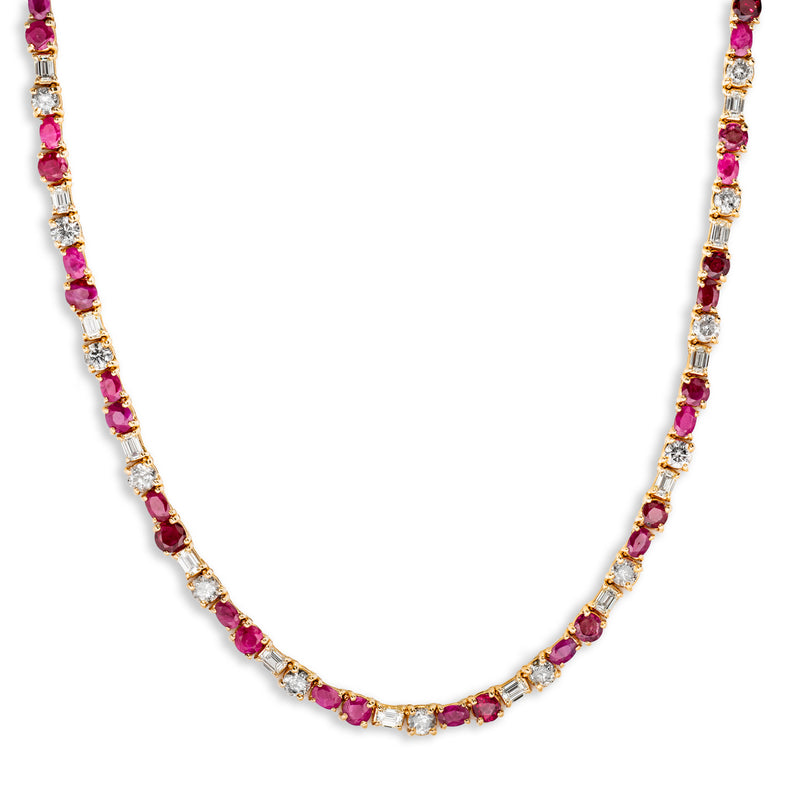Tennis Chain With Pink Sapphires and Emeralds