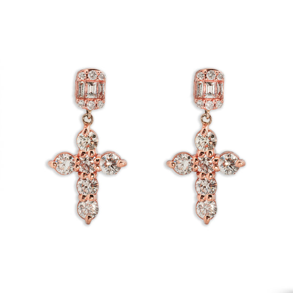Copy of Cross Earrings with Baguettes
