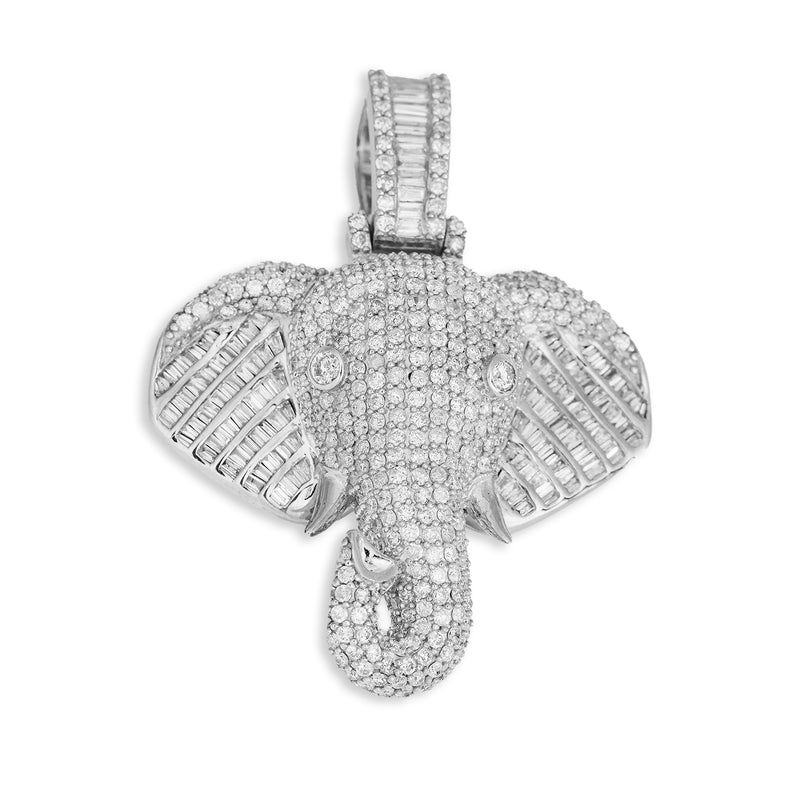 Elephant Pendant With Baguette Diamonds