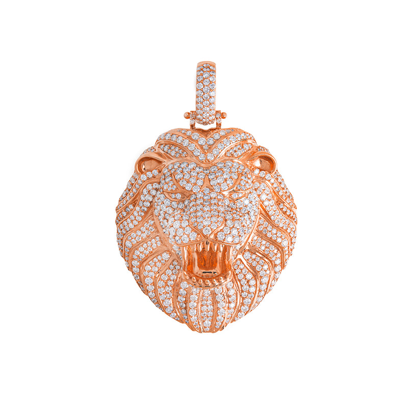 Large Lion Head Pendant With Diamonds