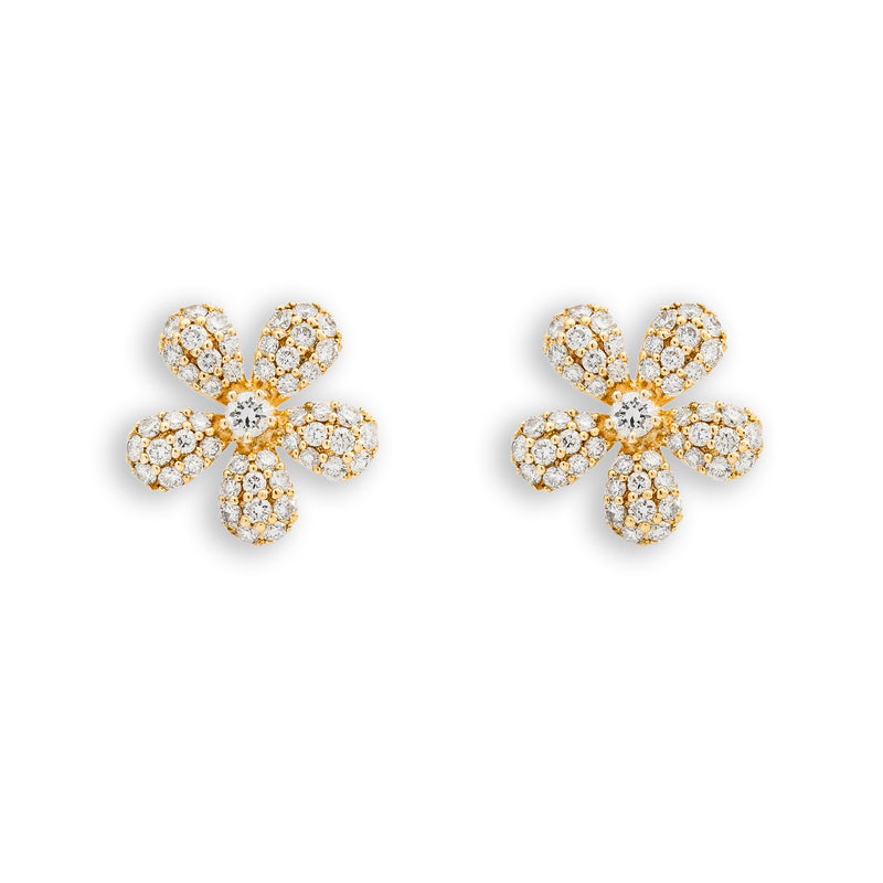 Flower Earrings With Diamonds