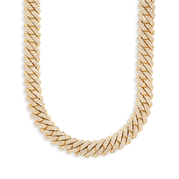 Prong Set Cuban Link Chain With Diamonds