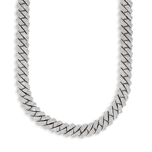 Prong Set Cuban Link Chain With Diamonds