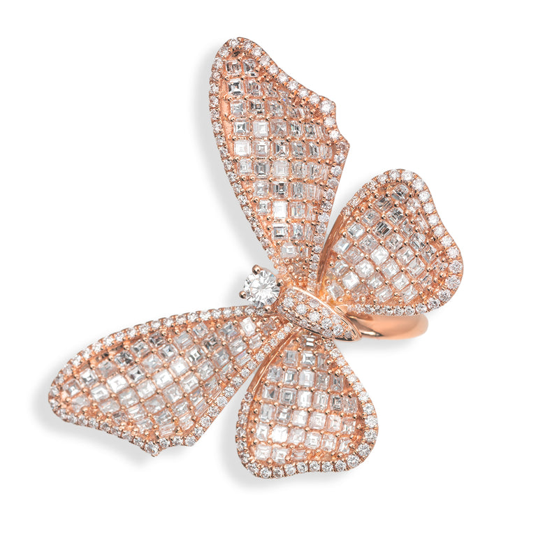 Butterfly Ring With Asscher and Round Diamonds