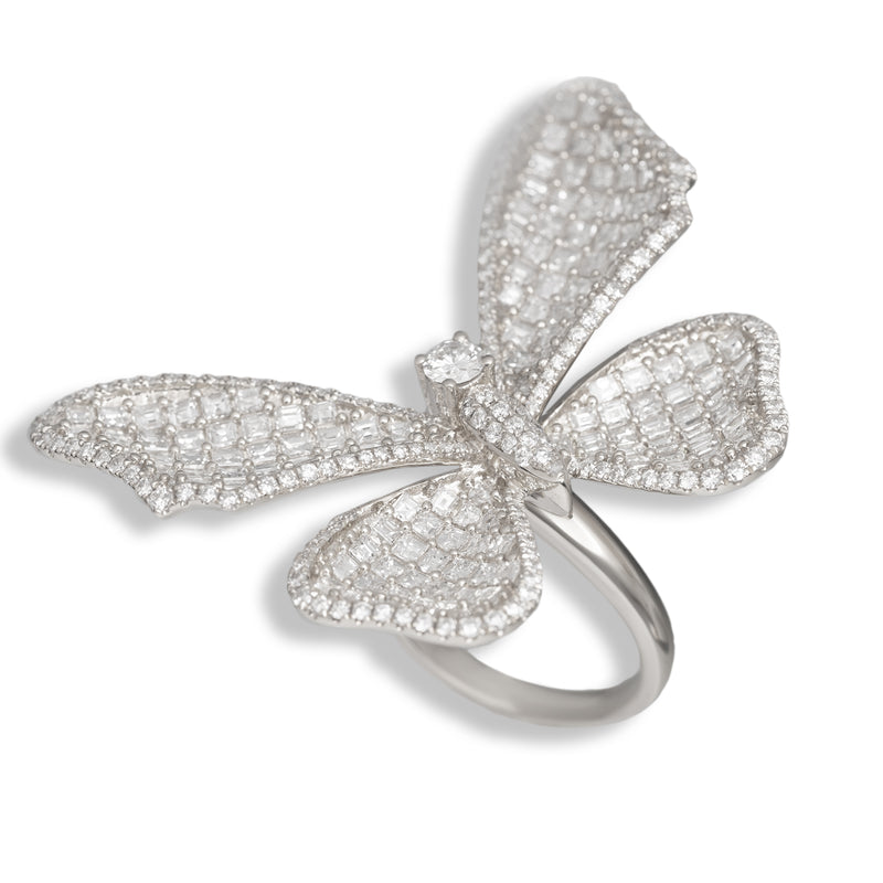 Butterfly Ring With Asscher and Round Diamonds