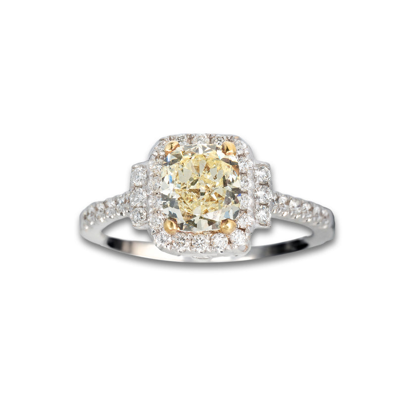 Engagement Ring With Fancy Yellow Stone