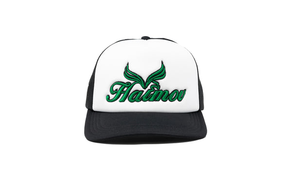 Black/White & Green Trucker Hat
