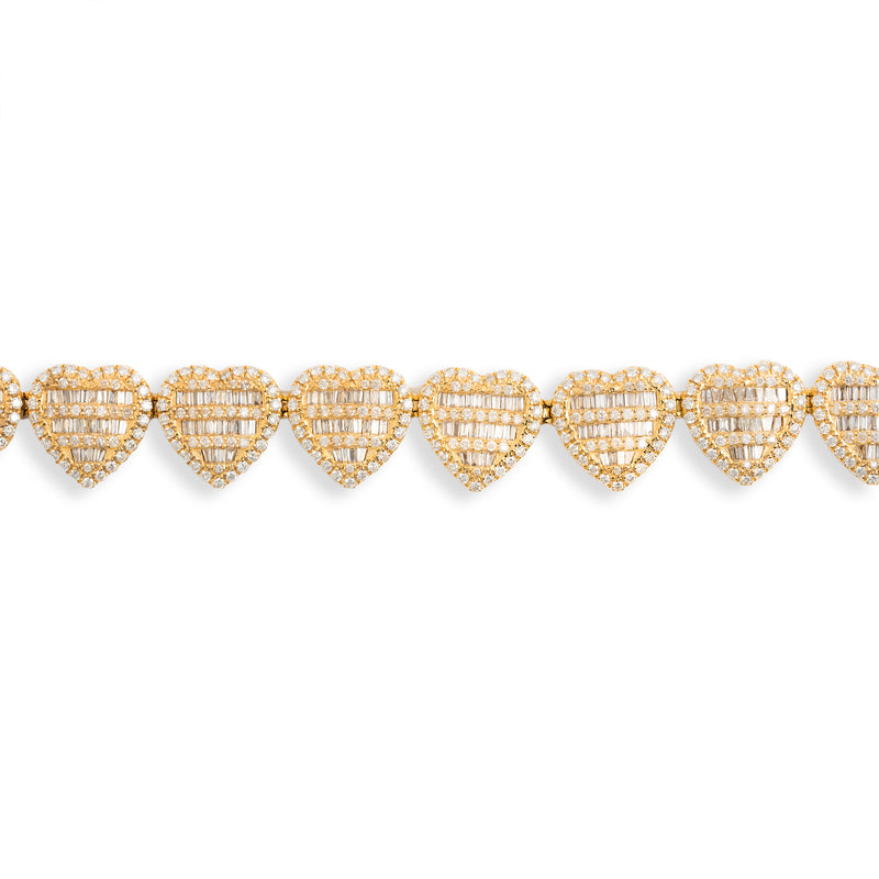 Heart Bracelet With Diamonds and Baguettes