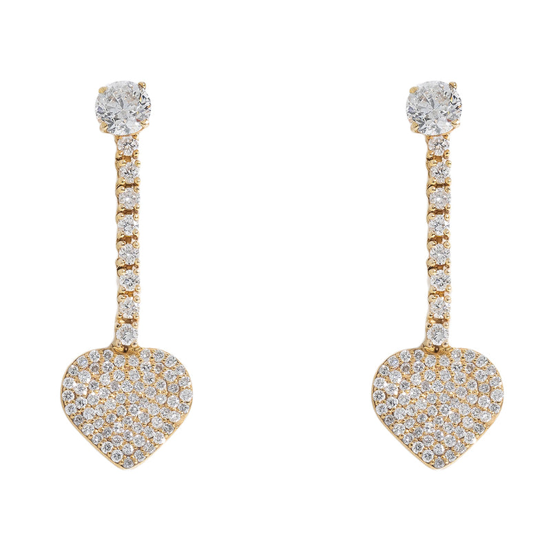 Heart Hanging Earrings With Diamonds