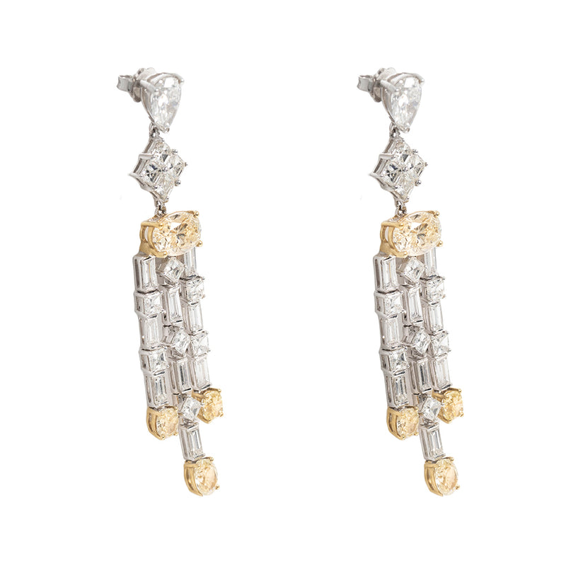 Chandelier Emerald Earrings With Fancy Yellow Stones