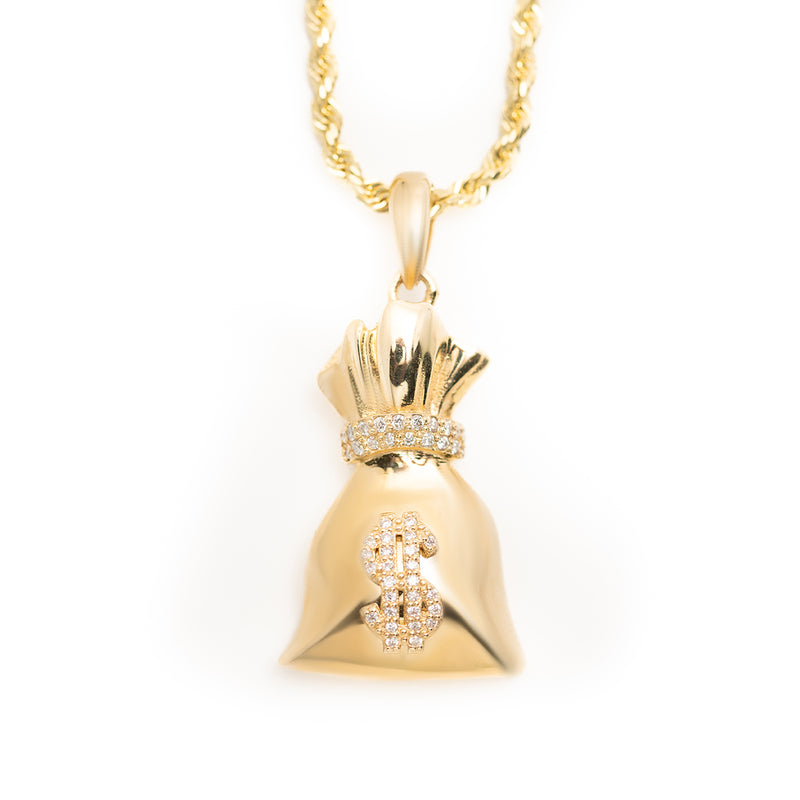 Money Bag Pendant With Rope Chain Set
