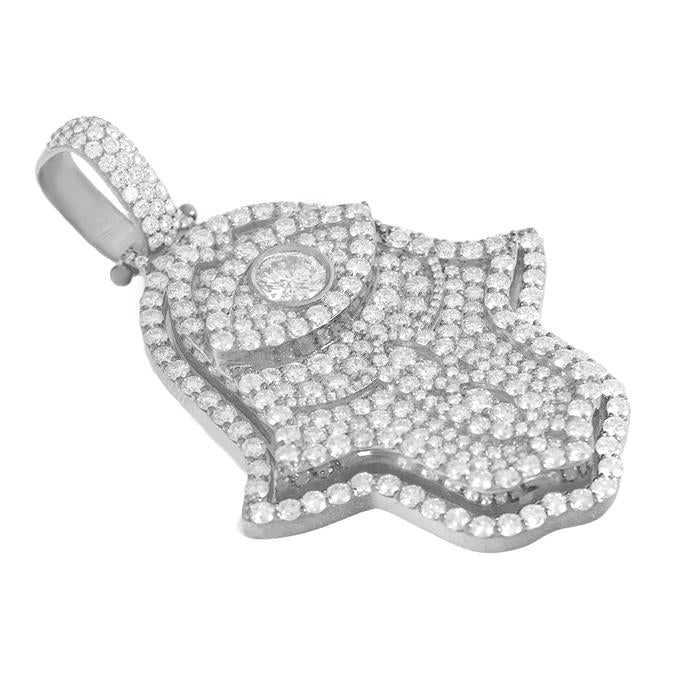 Large Hamsa Pendant With Diamonds