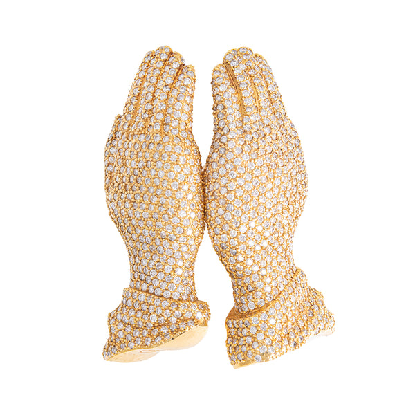 3D Praying Hands Pendant With Diamonds