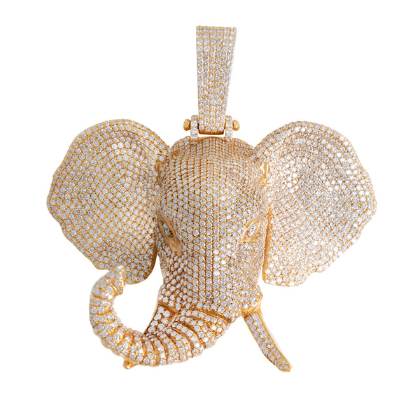 Large Elephant Head Pendant With Diamonds