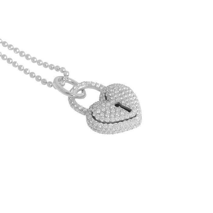 Heart Lock Pendant With Diamonds