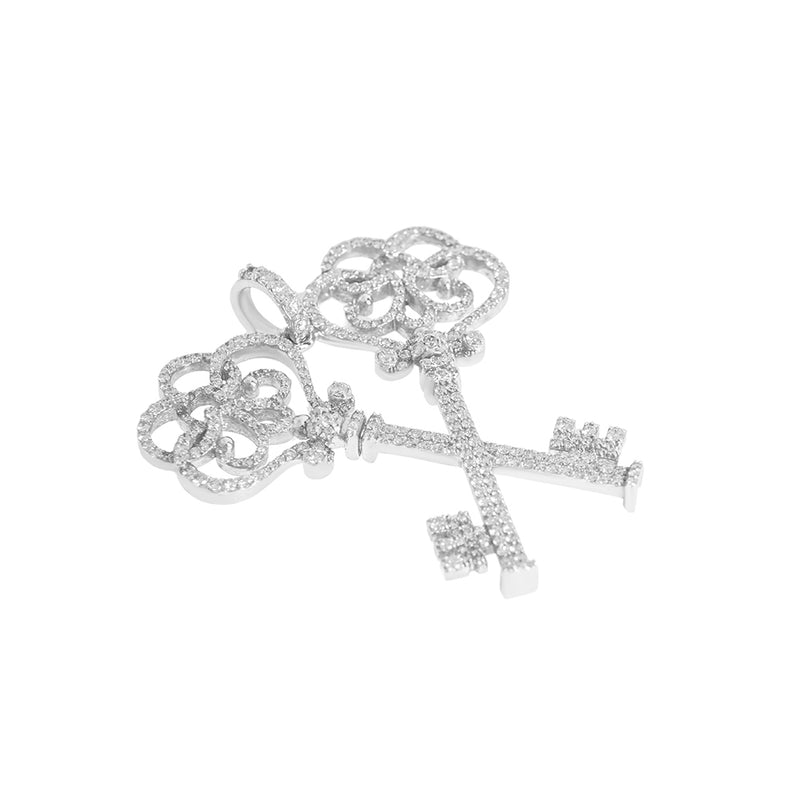 2 Keys Pendant With Diamonds