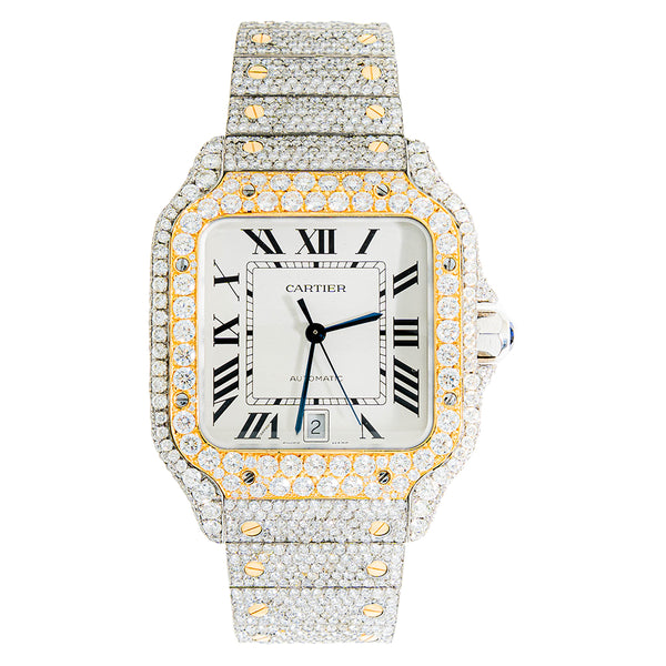 Mens Custom Cartier Santos With After Market Diamonds Haimov