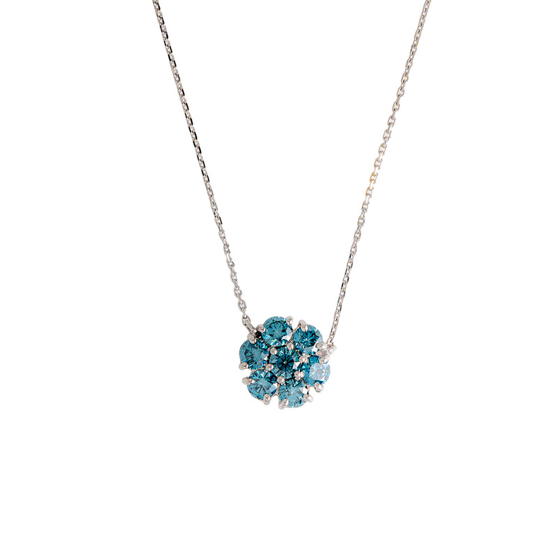 Flower Necklace With Blue Diamonds