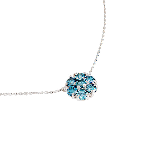 Flower Necklace With Blue Diamonds