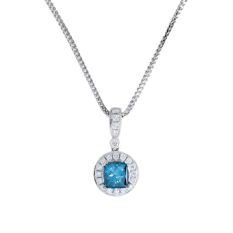 Blue Diamond Pendant With Chain