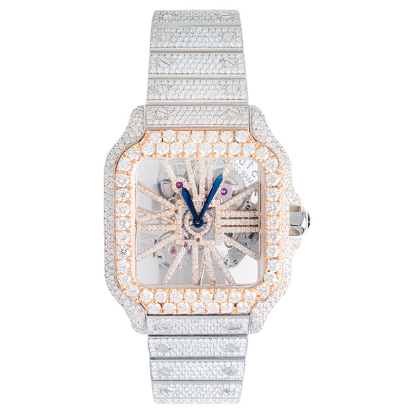 Cartier watch men's iced out hot sale