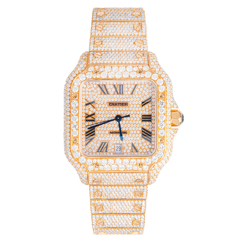 Cartier Santos Fully Iced Out