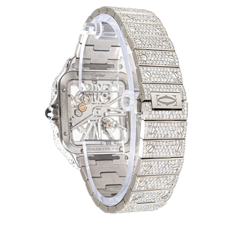 Cartier Santos de Cartier Skeleton Fully Iced Out – Haimov Jewelers