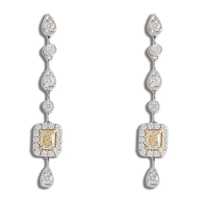 Hanging Earrings With Diamonds And Fancy Yellow Stones