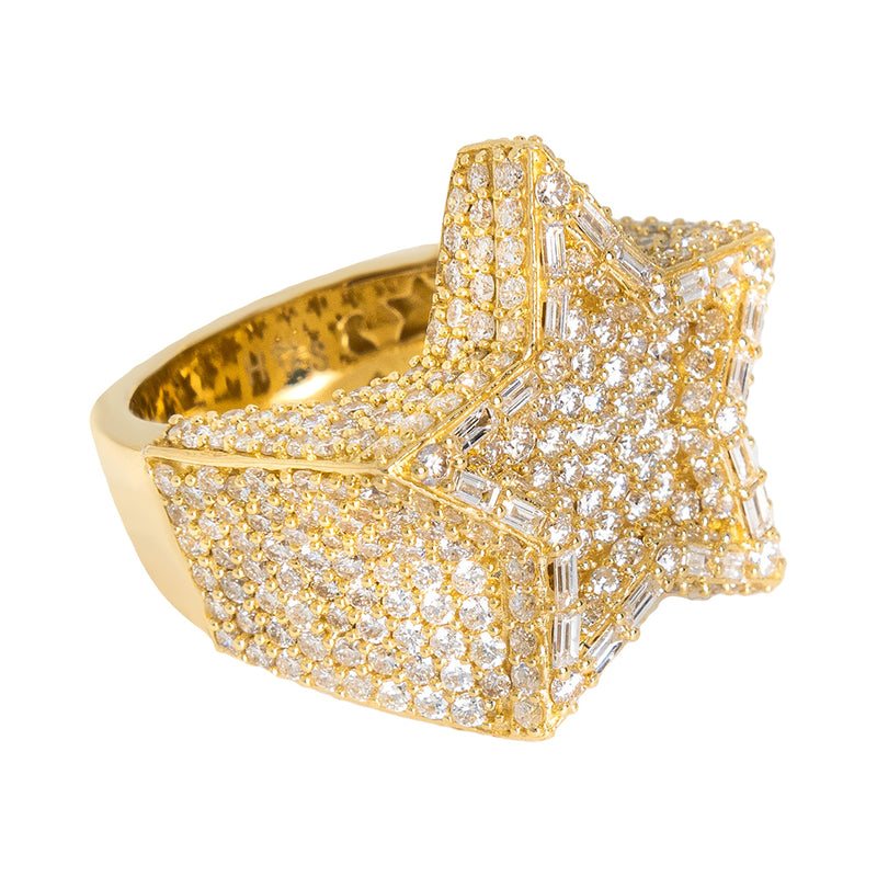 Star Ring With Diamonds And Baguettes