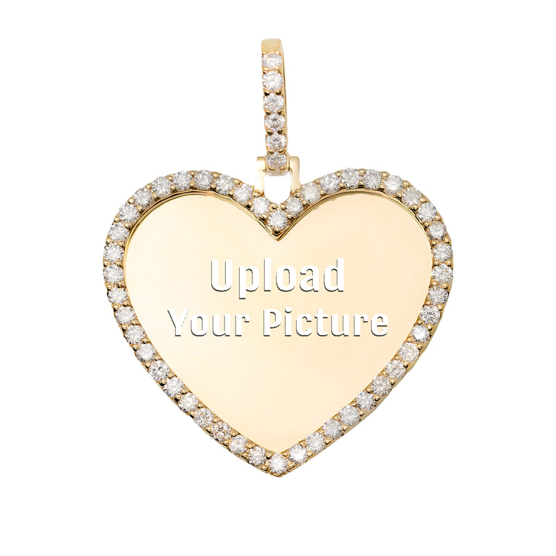 Custom Heart Picture Pendant with Diamonds